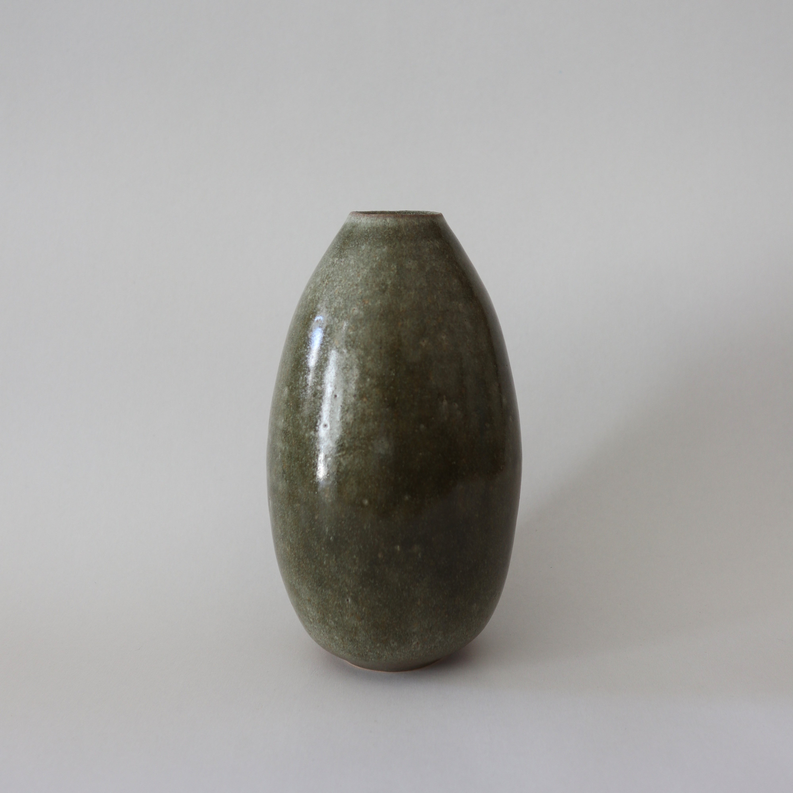 Handmade Olive Green Ceramic Vase, Minimalist Stoneware Oval Vase - Etsy