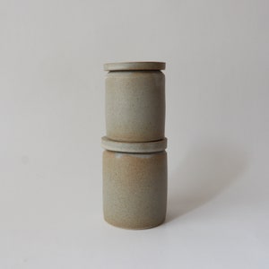 Set of 2 Ceramic lidded Jars, Hand thrown Ceramic Jar, Matte Ceramic lidded jar, Speckled Stoneware Jar, Ceramic container image 5