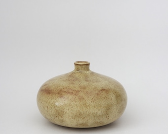 Handmade Stoneware Bud Vase: Cream Brown Speckled Ceramic