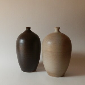 Grey White Matte Vase, Stoneware Ceramic Vase, Modern Flower Vase, Home Office Table Contemporary Decor image 5