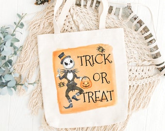 Halloween Trick or Treat Tote Bag: Reusable Canvas Candy Bag