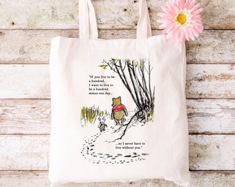 Winnie the Pooh Canvas Tote Bag: Library Bookworm Gift