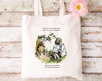 Bolsa de tecido do Ursinho Pooh: Bolsa clássica para biblioteca infantil