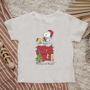 Christmas Snoopy Tshirt -  Toddler Short Sleeve Tee - festive tee for kids