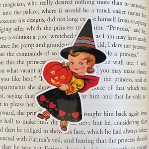 Halloween witch and her pumpkin Sticker  | Handmade Sticker | Laminated | Waterproof