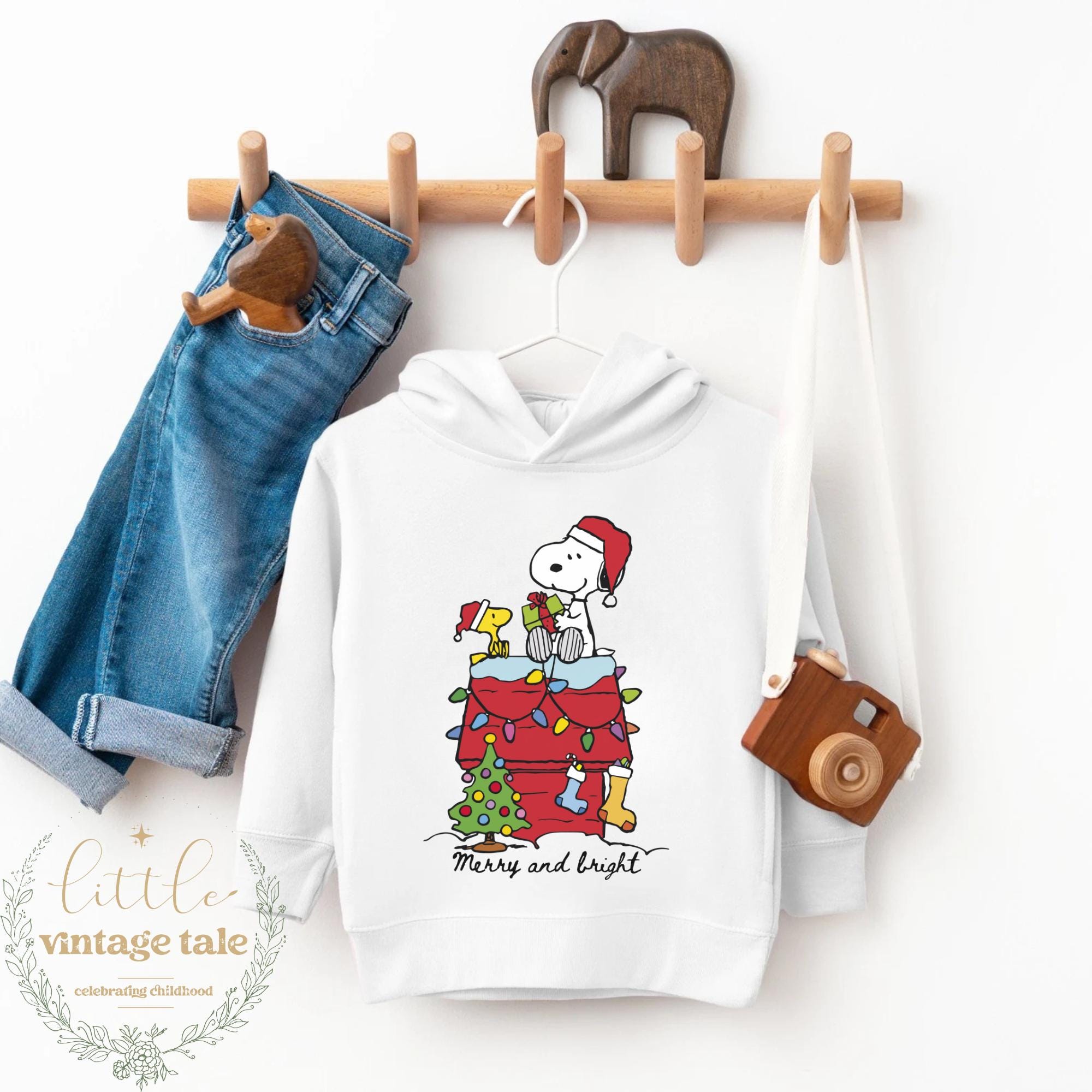 Snoopy Christmas Toddler Hoodie, Merry & Bright Holiday Sweatshirt