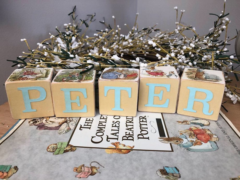 Peter Rabbit Personalized Name Wood Blocks Beatrix Potter Etsy