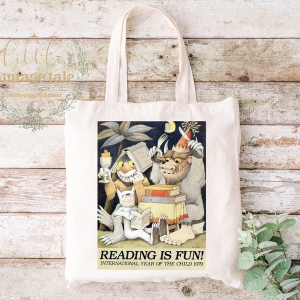 Where the wild things are  Tote bag Children, Library bag, canvas reusable bag