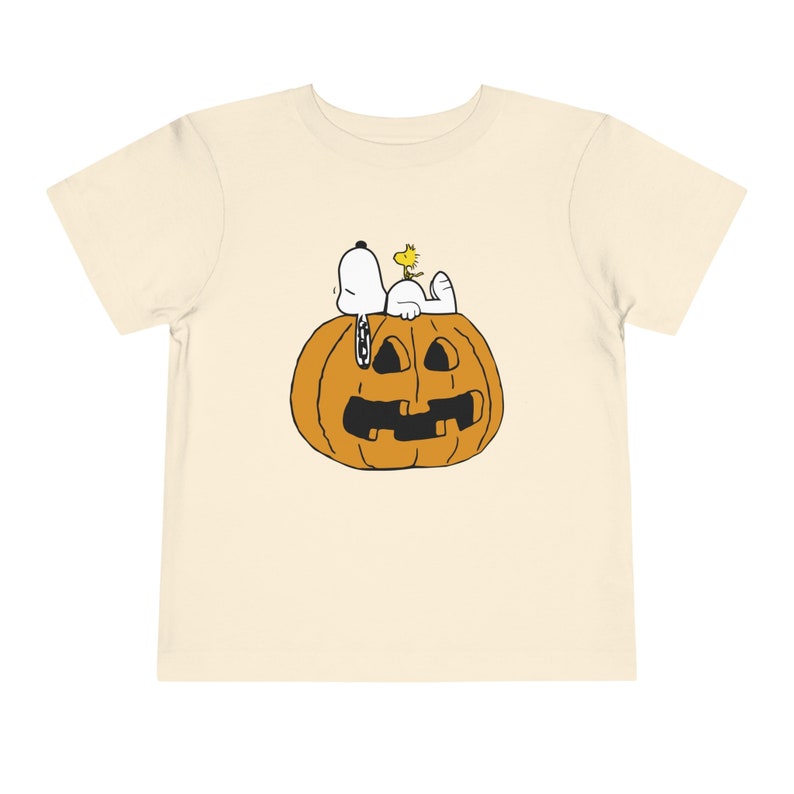 Snoopy Woodstock pumpkin tshirt - Halloween Toddler Short Sleeve Tee Natural