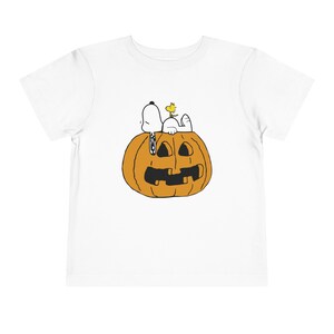 Snoopy Woodstock pumpkin tshirt - Halloween Toddler Short Sleeve Tee White