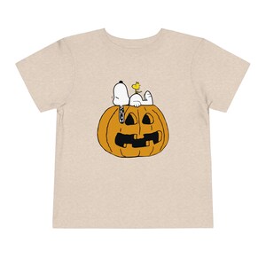 Snoopy Woodstock pumpkin tshirt - Halloween Toddler Short Sleeve Tee Heather Dust