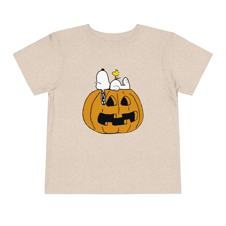 Snoopy Woodstock pumpkin tshirt - Halloween Toddler Short Sleeve Tee Heather Dust
