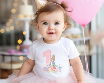 Peter Rabbit 1st Birthday Shirt - Birthday Tshirt Beatrix Potter Theme - Easter Bday Tee