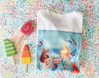 Mermaid Birthday T-shirt: Vintage Under the Sea Girls Tee