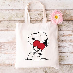 Beagle dog  Canvas Tote Bag - Gift for Peanuts Fans, Cute Reusable Shoulder Bag, School Book Bag, Eco-Friendly