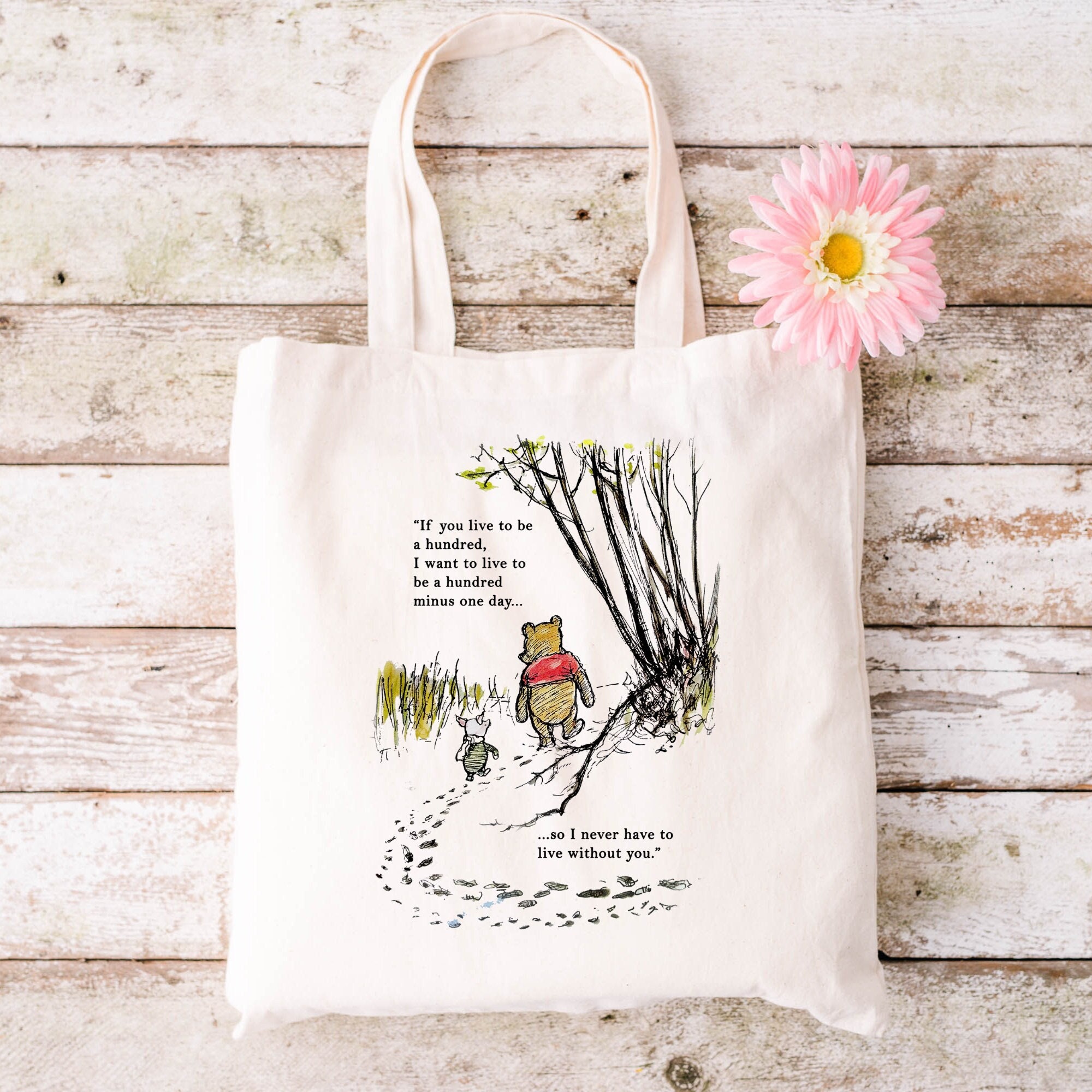 Winnie the Pooh tote bag Easter gift bag Gifts for Readers and writers Library bag for kids