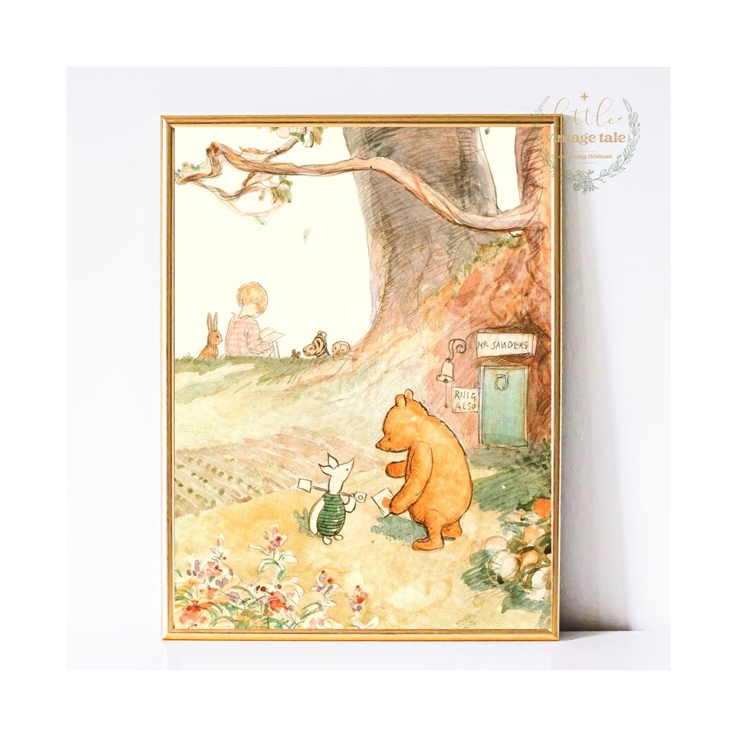 Winnie the Pooh Nursery Digital Print Classic Illustration in Hundred