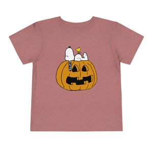 Snoopy Woodstock pumpkin tshirt - Halloween Toddler Short Sleeve Tee Heather Mauve