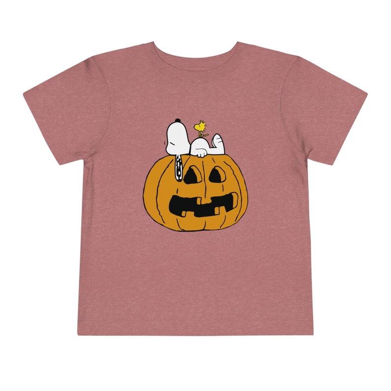 Snoopy Woodstock pumpkin tshirt - Halloween Toddler Short Sleeve Tee Heather Mauve