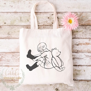 Winnie the Pooh and Christopher Robin Cotton Canvas Tote Bag