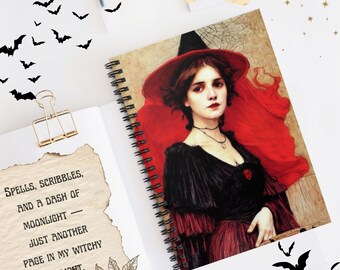 Halloween Witch Spiral Notebook: Gothic Dark Academia Journal