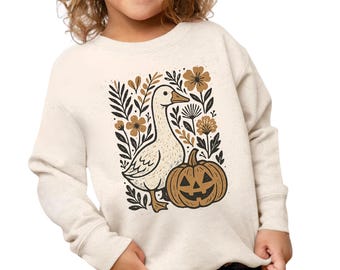 Spooky Goose Halloween Sweatshirt: Pumpkin Patch Duck, Toddler & Kids