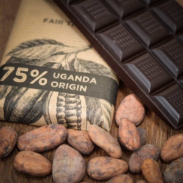 Craft Chocolate 75% Single Origin, Uganda, Vegan Dairy Free Dark