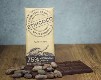 Craft Chocolate 75% Single Origin, Venezuela, Vegan Dairy Free Dark