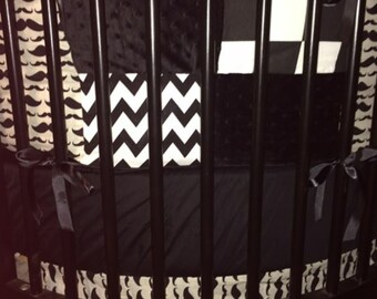 mustache crib bedding set