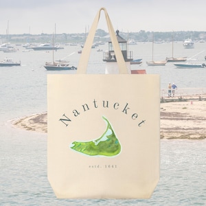 Aquarell Nantucket Island Map Tasche | Nantucket Sommer Canvas Tasche