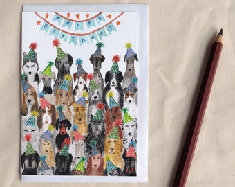 Hondenliefhebber Verjaardag Hondenrassen Gids // Hondenillustratie // Isle of Dogs // Illustratie Hondenfeesthoed