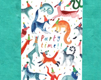 Animal Party time Greeting Card