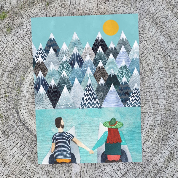 Mountains Lovers card -  Romantic Adventure gift