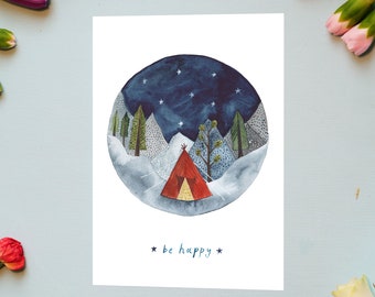 Be Happy - Encouraging Camping Adventure Card