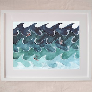 Surf Waves Illustration Giclee Print