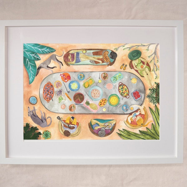 Feast Alfresco -Dining Room Art - Outdoor Celebration Print