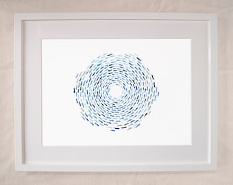 Watercolour Fish Shoal Minimalist Large Print