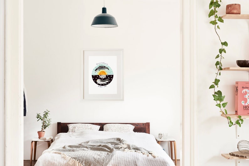 Night Owl, Morning Lark Watercolor Nursery Print image 2