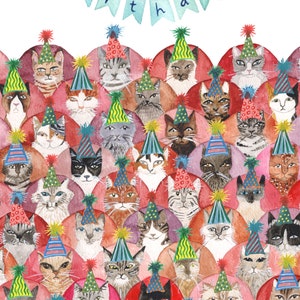 Cat Lover Birthday Card Cats in Party Hats image 3