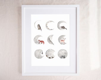 Moon Phase / Lunar Cycle Giclée Print