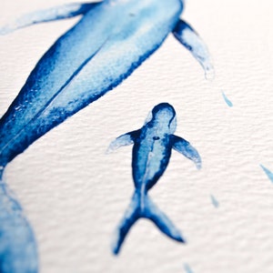 Watercolour Blue Whale Mother and Baby Art Print image 6