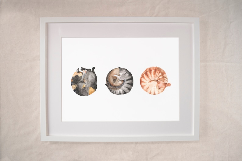 Sleeping Cat Illustration Cat Lovers Print image 1