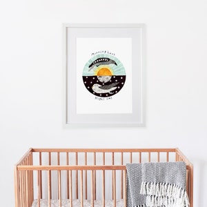 Night Owl, Morning Lark Watercolor Nursery Print image 3