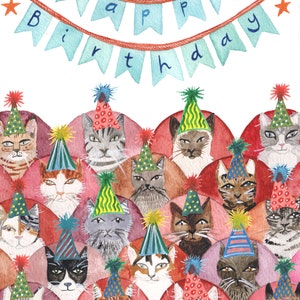 Cat Lover Birthday Card Cats in Party Hats image 5