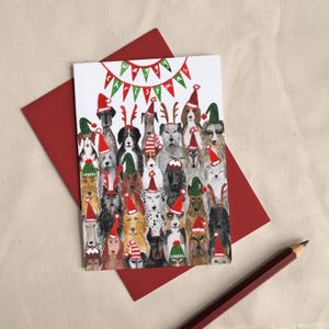 Cartão de Natal para amantes de cães // Cartão de Natal para cães Waggy Christmas // Cartão de Natal para cães com chapéus // Isle of Dogs