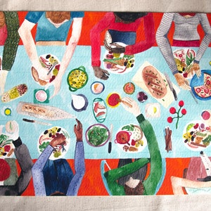Botanical Feast Art Print, Seasonal Food Kitchen Decor, Gift for Foodies and Cooks, Hand-painted Fruit & Veg Watercolour