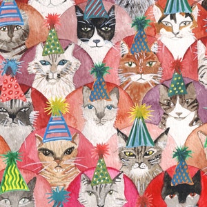 Cat Lover Birthday Card Cats in Party Hats image 6