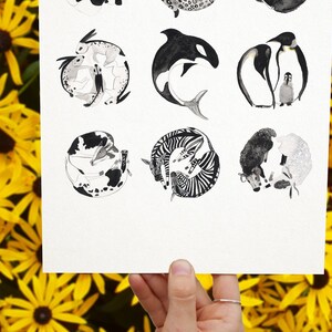 Monochrome Animal Illustrations Nursery Wall Art image 4