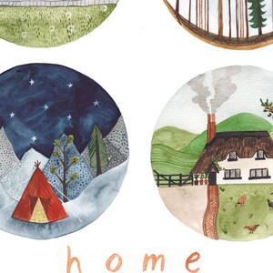 Homes of the World Travel Art // New Home Card // Tree House Print // House Warming Gift // Travel Home Decor image 10