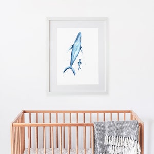 Watercolour Blue Whale Mother and Baby Art Print image 4